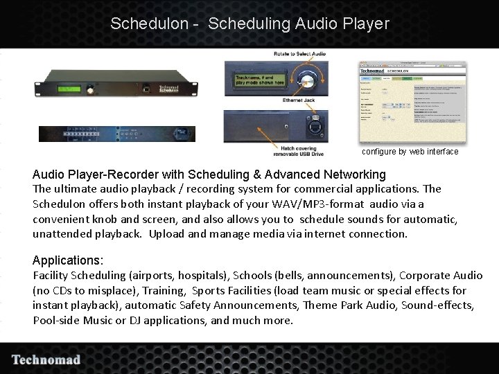 Schedulon - Scheduling Audio Player configure by web interface Audio Player-Recorder with Scheduling &