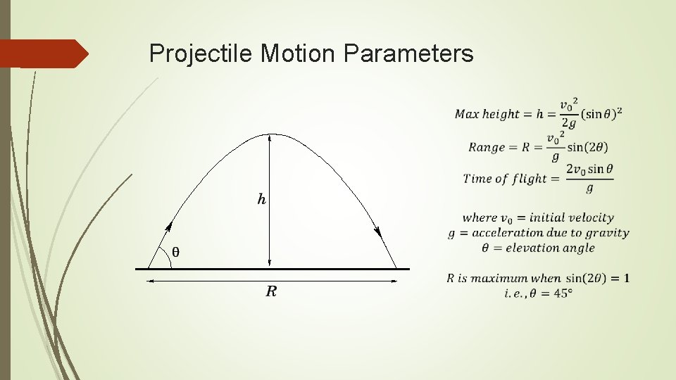Projectile Motion Parameters 