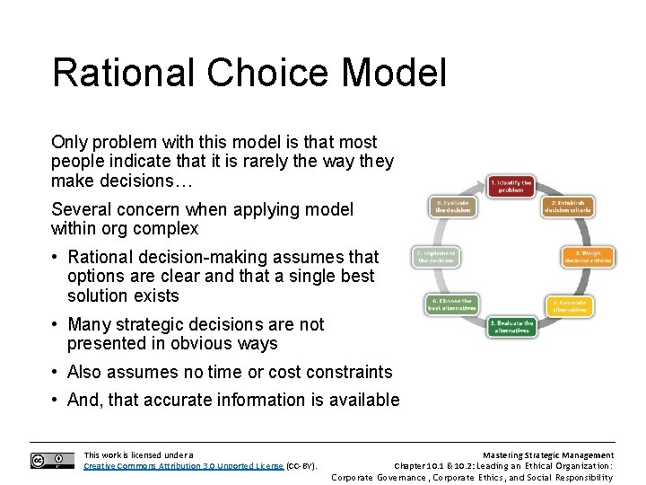 Rational Choice Model Only problem with this model is that most people indicate that