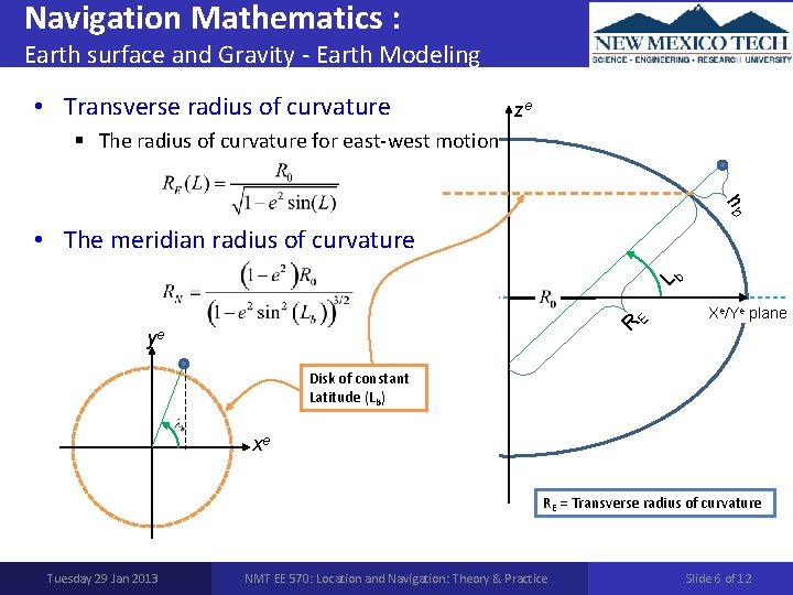 Navigation Mathematics : Earth surface and Gravity - Earth Modeling • Transverse radius of