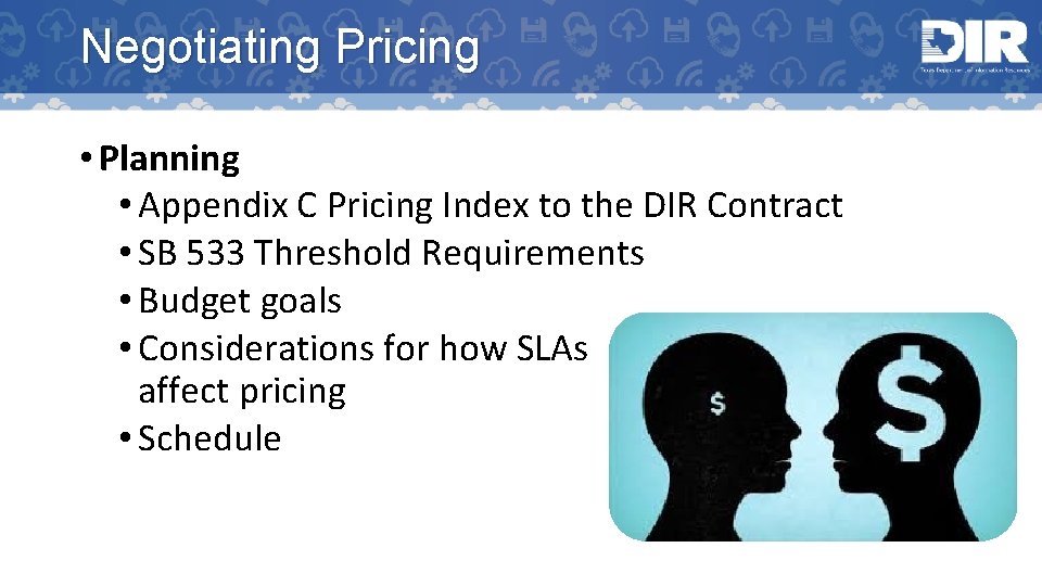 Negotiating Pricing • Planning • Appendix C Pricing Index to the DIR Contract •