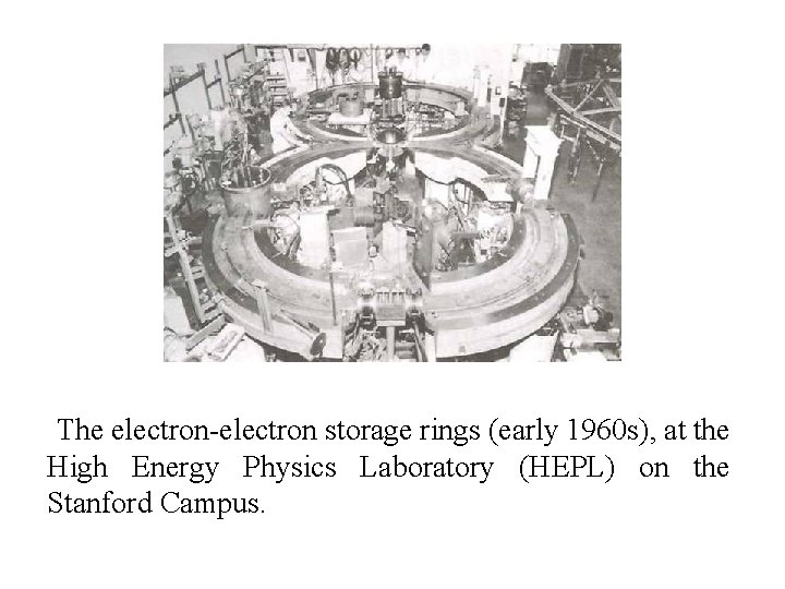 The electron-electron storage rings (early 1960 s), at the High Energy Physics Laboratory (HEPL)