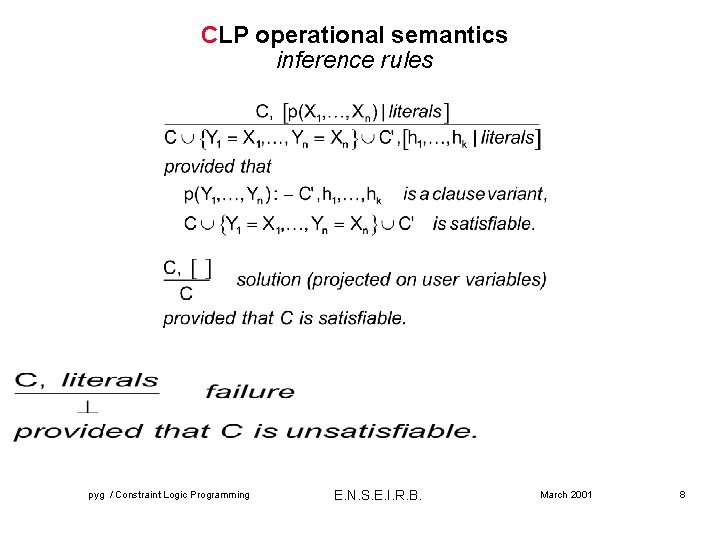 Constraint Logic Programming Handout Paul Y Gloess Sources