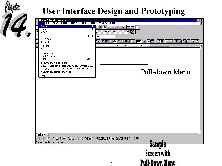 User Interface Design and Prototyping Pull-down Menu 10 
