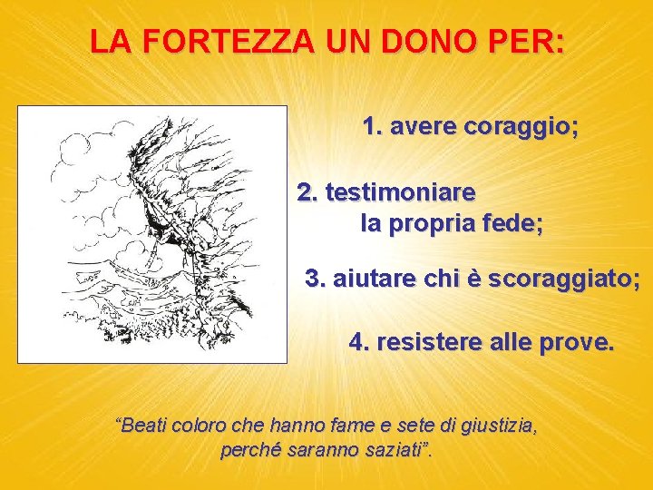 LA FORTEZZA UN DONO PER: 1. avere coraggio; 2. testimoniare la propria fede; 3.