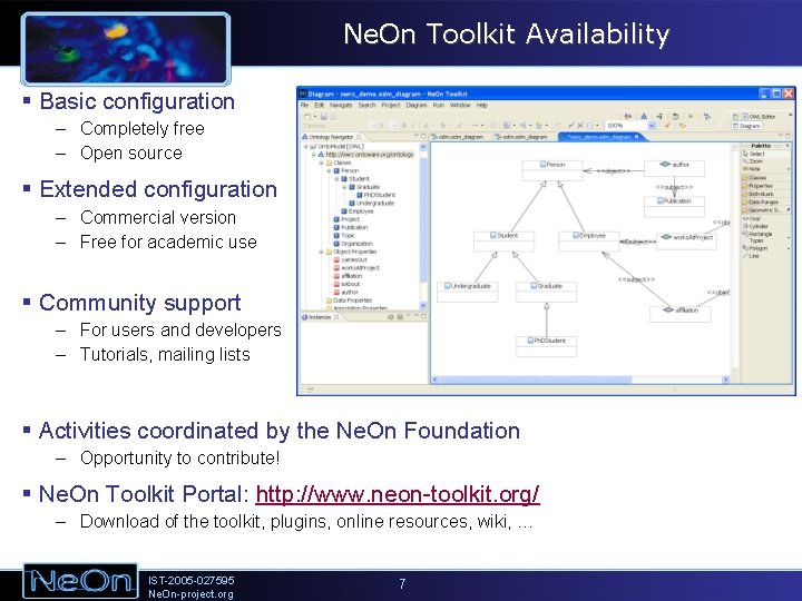 Ne. On Toolkit Availability § Basic configuration – Completely free – Open source §