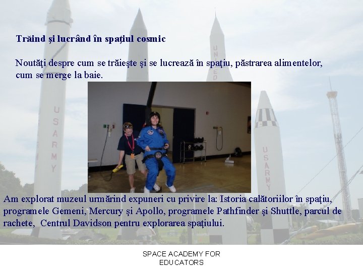 Trăind şi lucrând în spaţiul cosmic Noutăţi despre cum se trăieşte şi se lucrează