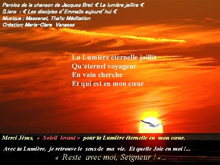 Paroles de la chanson de Jacques Brel: « La lumière jaillira « (Liens :