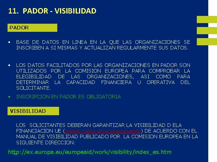 11. PADOR - VISIBILIDAD PADOR § BASE DE DATOS EN LINEA EN LA QUE