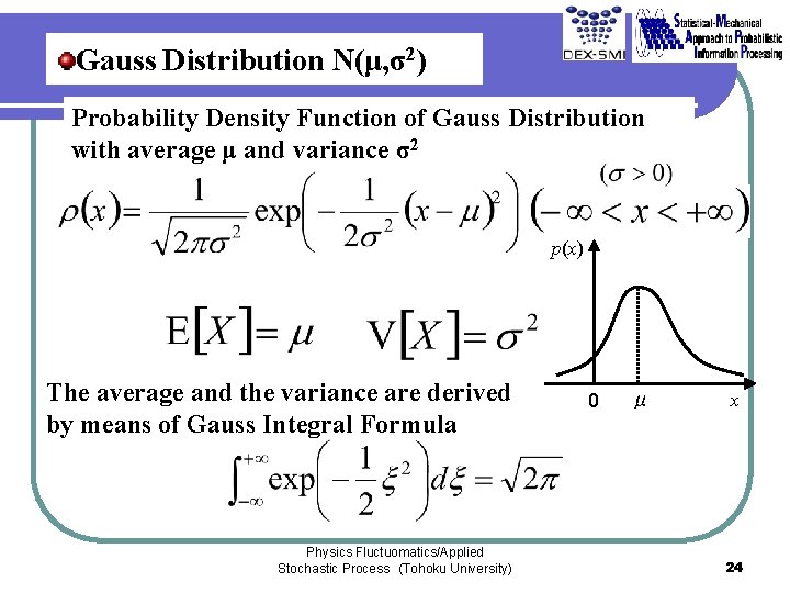 Gauss Distribution N(μ, σ2) Probability Density Function of Gauss Distribution with average μ and Gauss Distribution N(μ, σ2) Probability Density Function of Gauss Distribution with average μ and