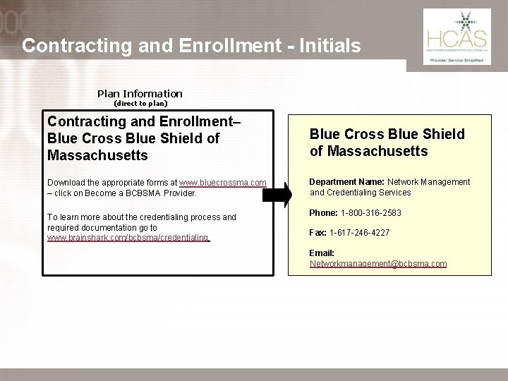Contracting and Enrollment - Initials Plan Information (direct to plan) Contracting and Enrollment– Blue Contracting and Enrollment - Initials Plan Information (direct to plan) Contracting and Enrollment– Blue