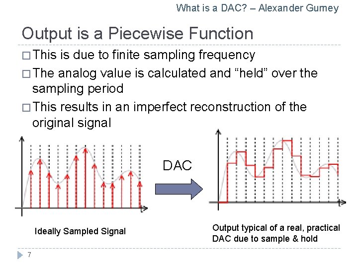 What is a DAC? – Alexander Gurney Output is a Piecewise Function � This