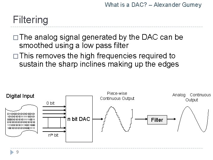What is a DAC? – Alexander Gurney Filtering � The analog signal generated by
