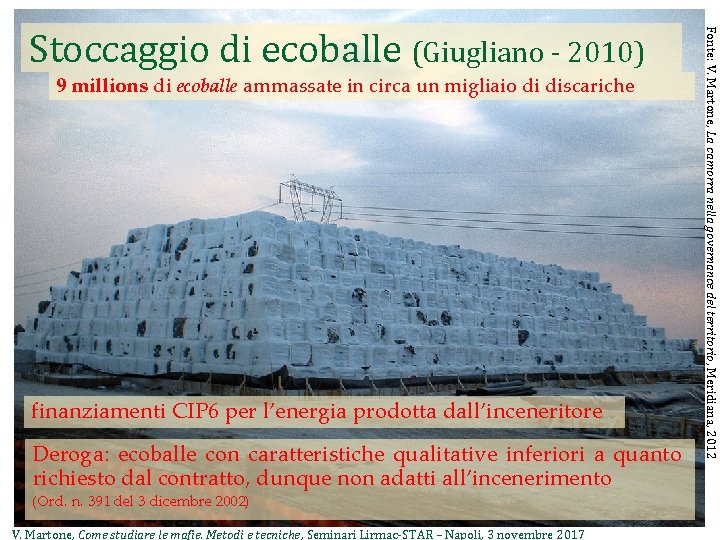 9 millions di ecoballe ammassate in circa un migliaio di discariche Fine presentazione vittorio.