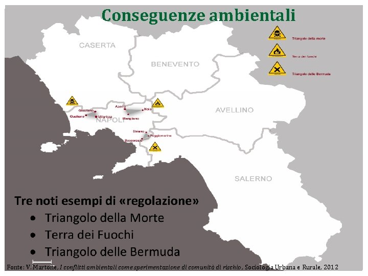Conseguenze ambientali Esempi di devastazione del territorio Fonte: V. Martone, I conflitti ambientali come