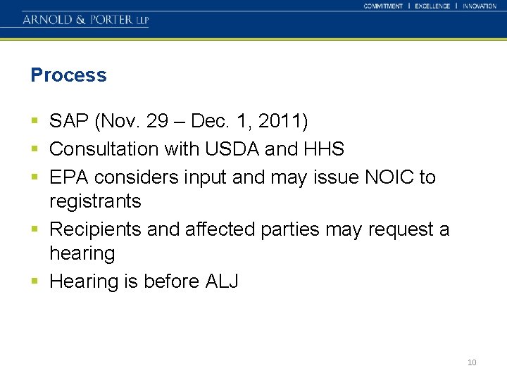 Process § SAP (Nov. 29 – Dec. 1, 2011) § Consultation with USDA and