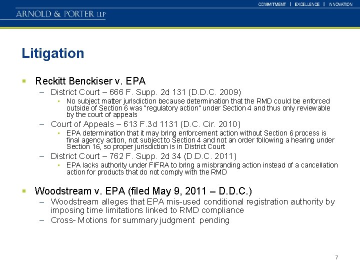 Litigation § Reckitt Benckiser v. EPA – District Court – 666 F. Supp. 2