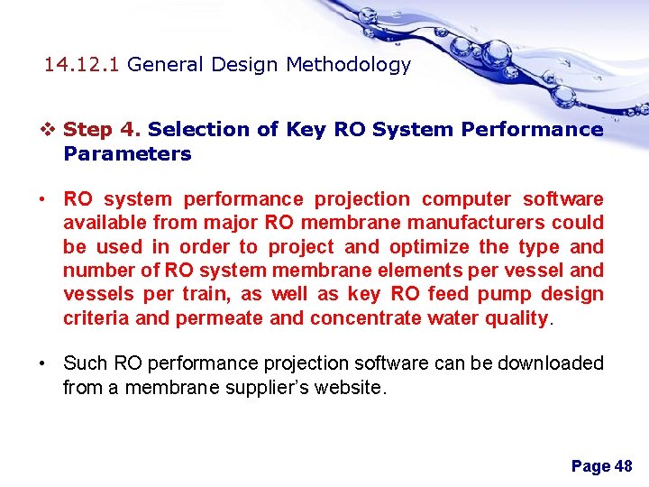 14. 12. 1 General Design Methodology v Step 4. Selection of Key RO System