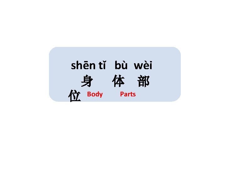 shēn tǐ bù wèi 身 体 部 位 Body Parts 