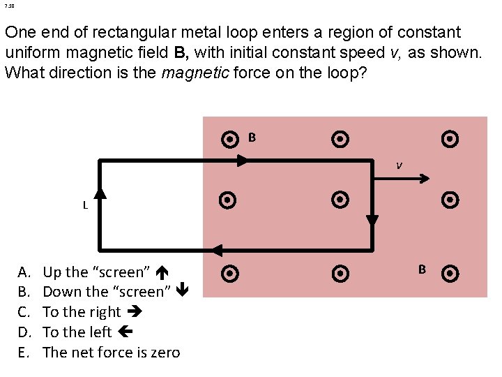 7. 18 One end of rectangular metal loop enters a region of constant uniform 7. 18 One end of rectangular metal loop enters a region of constant uniform