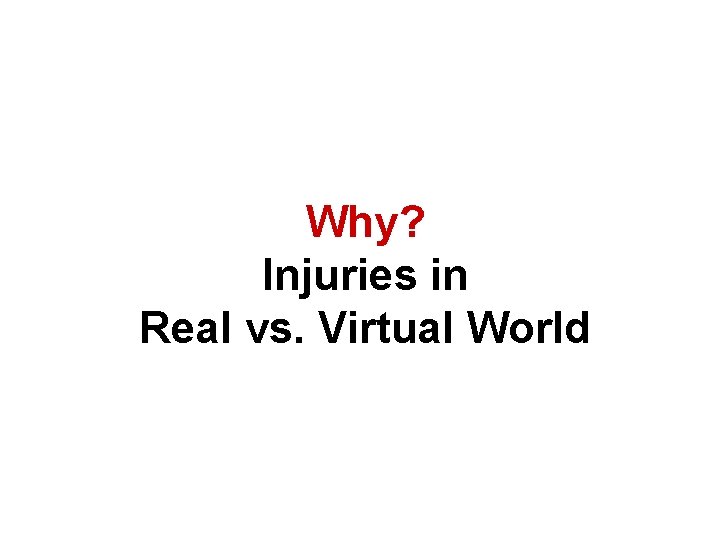Why? Injuries in Real vs. Virtual World 