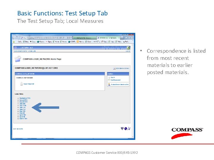 Basic Functions: Test Setup Tab The Test Setup Tab; Local Measures • Correspondence is