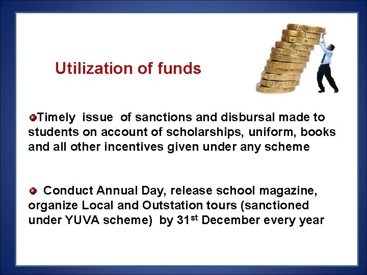 Utilization of funds Timely issue of sanctions and disbursal made to students on Utilization of funds Timely issue of sanctions and disbursal made to students on