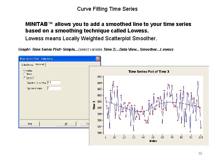 Curve Fitting Time Series MINITAB™ allows you to add a smoothed line to your