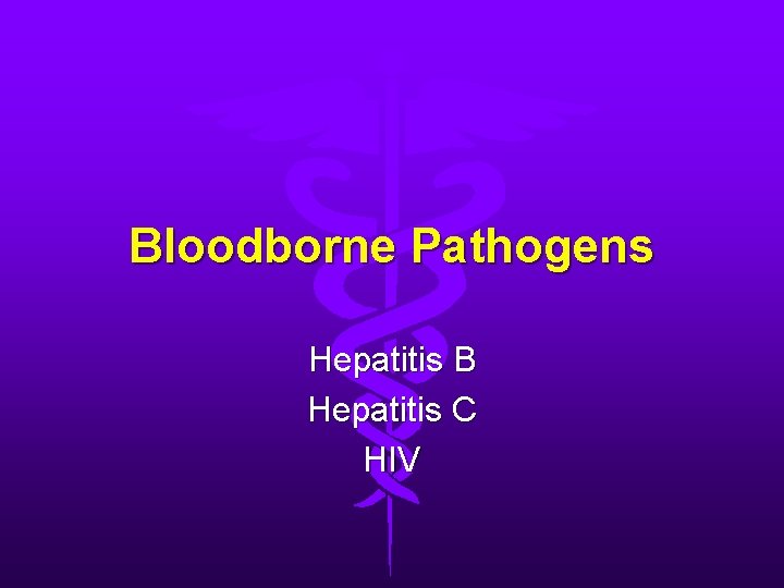 Bloodborne Pathogens Hepatitis B Hepatitis C HIV 