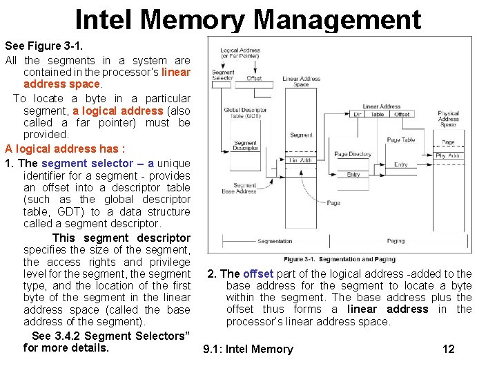 Intel Memory Management See Figure 3 -1. All the segments in a system are