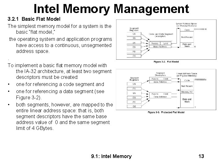 Intel Memory Management 3. 2. 1 Basic Flat Model The simplest memory model for