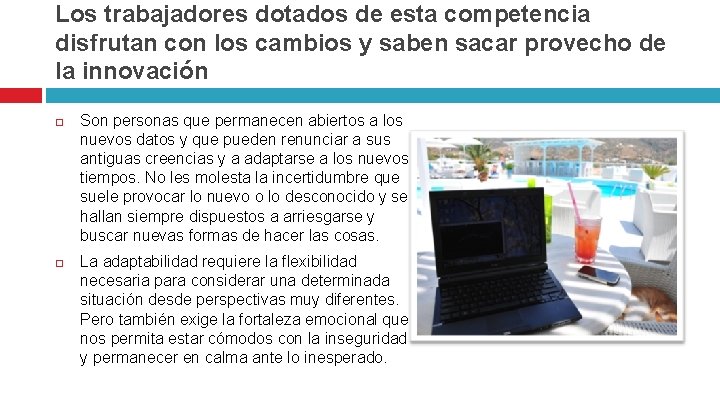 Los trabajadores dotados de esta competencia disfrutan con los cambios y saben sacar provecho