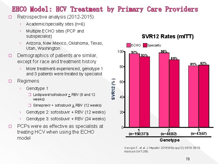 EHCO Model: HCV Treatment by Primary Care Providers � Retrospective analysis (2012 -2015) ›