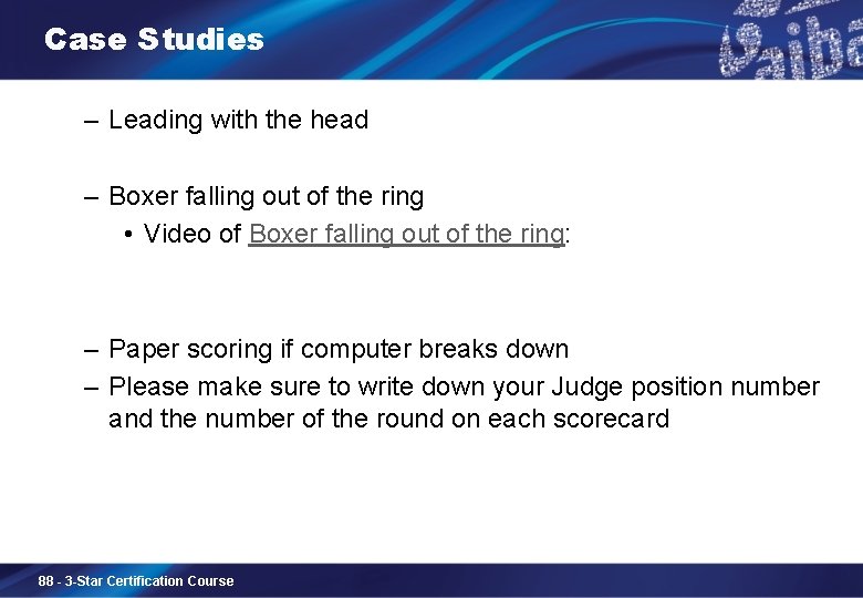 Case Studies – Leading with the head – Boxer falling out of the ring