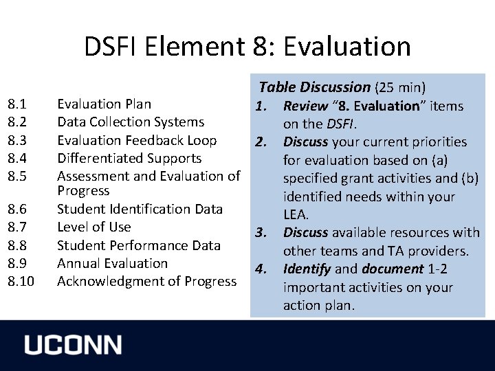 DSFI Element 8: Evaluation 8. 1 8. 2 8. 3 8. 4 8. 5