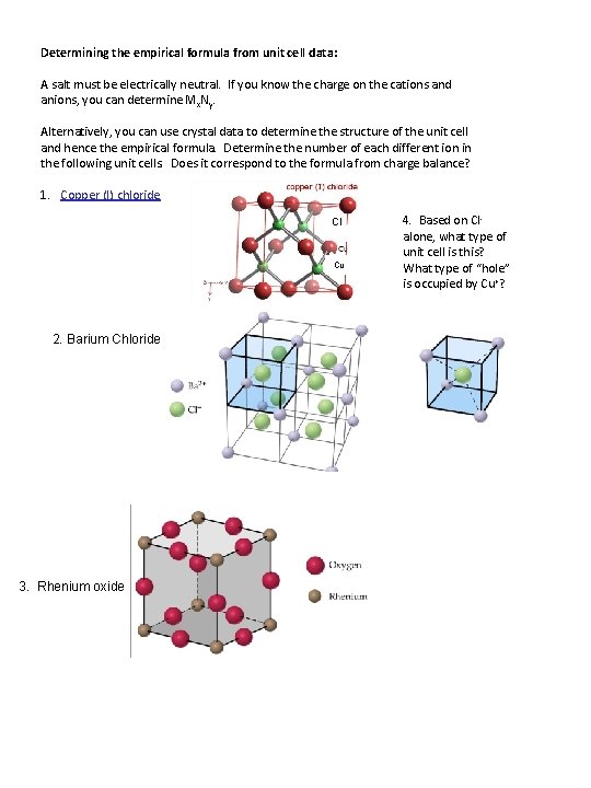 Determining the empirical formula from unit cell data: A salt must be electrically neutral.