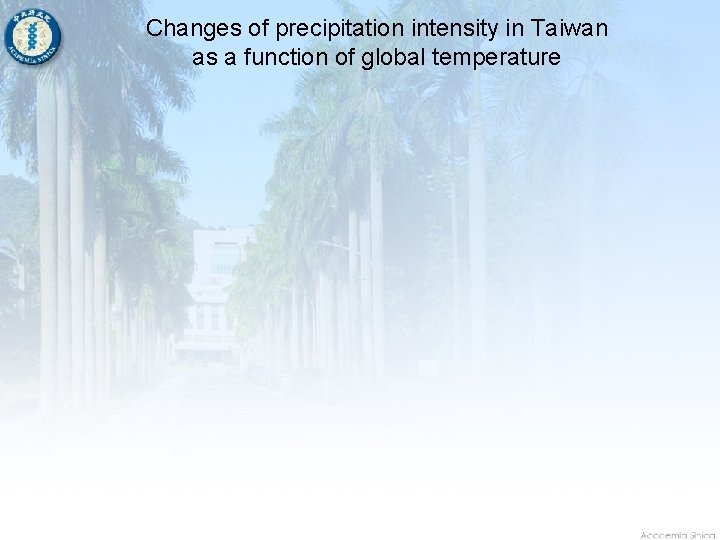 Changes of precipitation intensity in Taiwan as a function of global temperature 