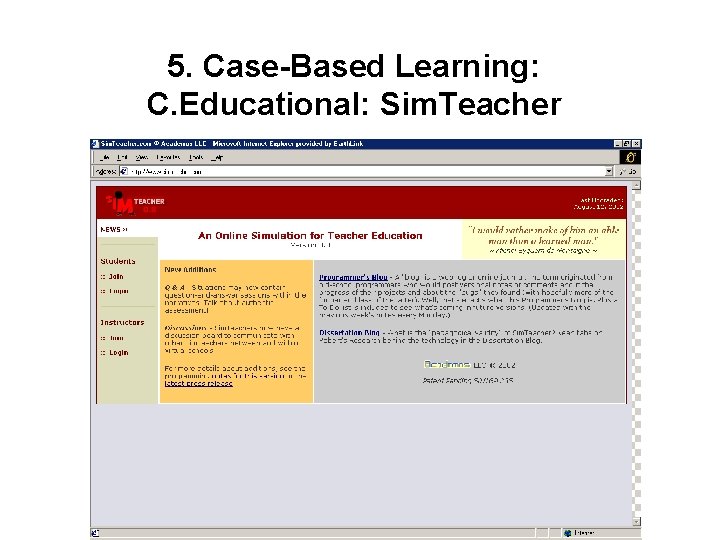 5. Case-Based Learning: C. Educational: Sim. Teacher 