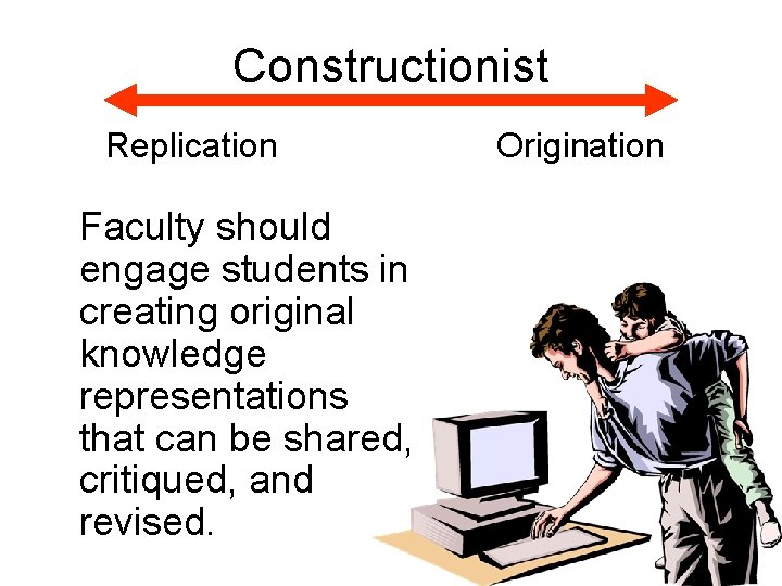 Constructionist Replication Faculty should engage students in creating original knowledge representations that can be