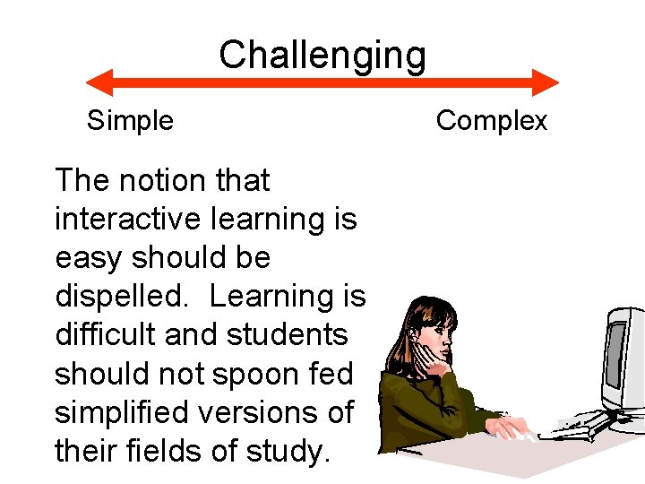 Challenging Simple The notion that interactive learning is easy should be dispelled. Learning is