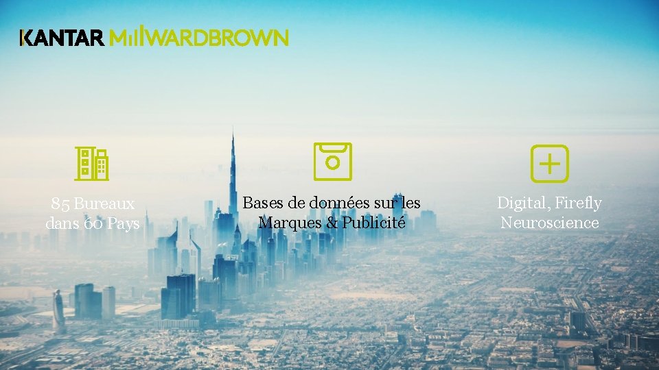 85 Bureaux dans 60 Pays Bases de données sur les Marques & Publicité Digital,