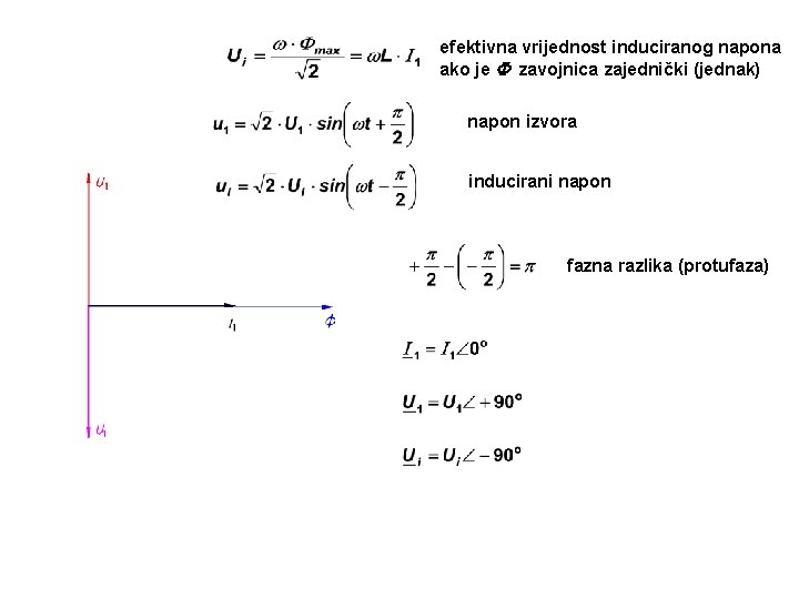 efektivna vrijednost induciranog napona ako je zavojnica zajednički (jednak) napon izvora inducirani napon fazna