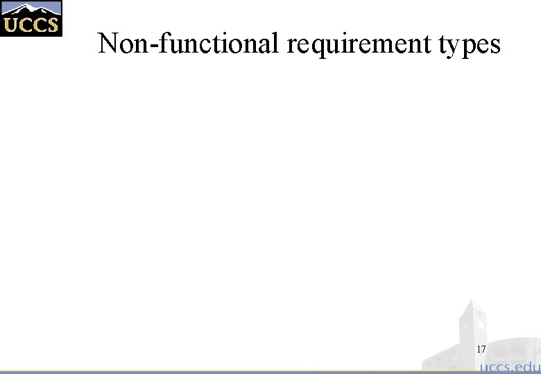 Non-functional requirement types 17 