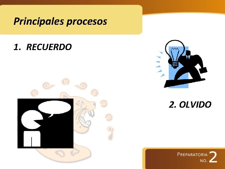 Principales procesos 1. RECUERDO 2. OLVIDO 