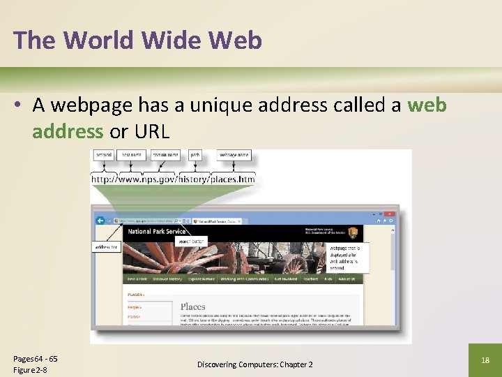 The World Wide Web • A webpage has a unique address called a web The World Wide Web • A webpage has a unique address called a web