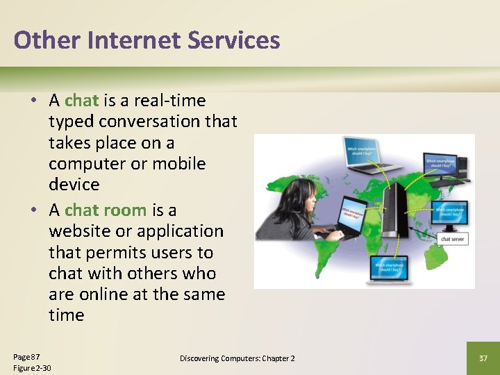 Other Internet Services • A chat is a real-time typed conversation that takes place Other Internet Services • A chat is a real-time typed conversation that takes place