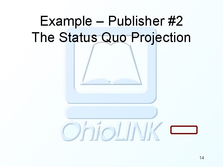 Example – Publisher #2 The Status Quo Projection 14 