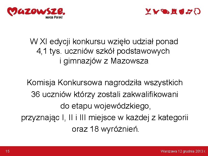  W XI edycji konkursu wzięło udział ponad 4, 1 tys. uczniów szkół podstawowych