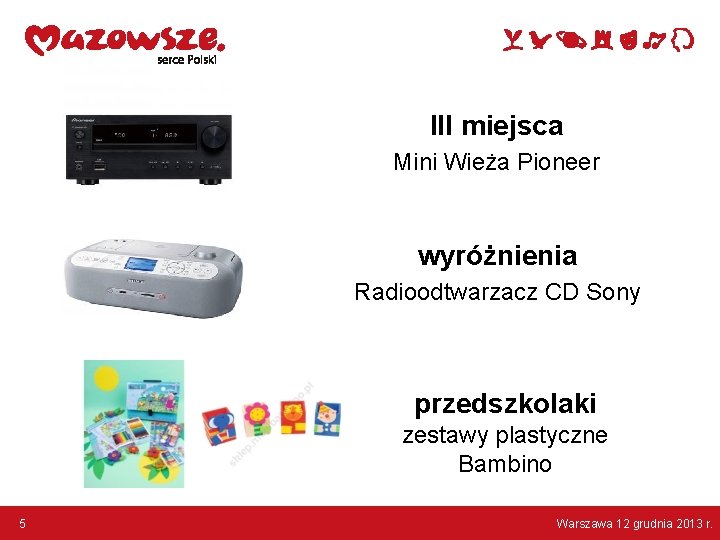 III miejsca Mini Wieża Pioneer wyróżnienia Radioodtwarzacz CD Sony przedszkolaki zestawy plastyczne Bambino 5