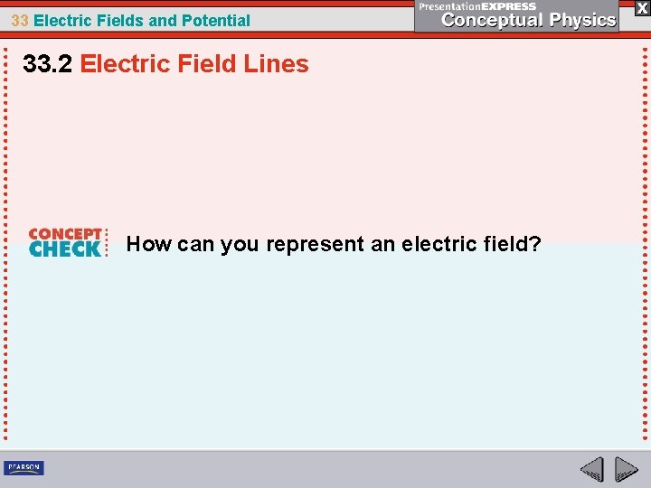 33 Electric Fields and Potential 33. 2 Electric Field Lines How can you represent